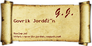 Govrik Jordán névjegykártya